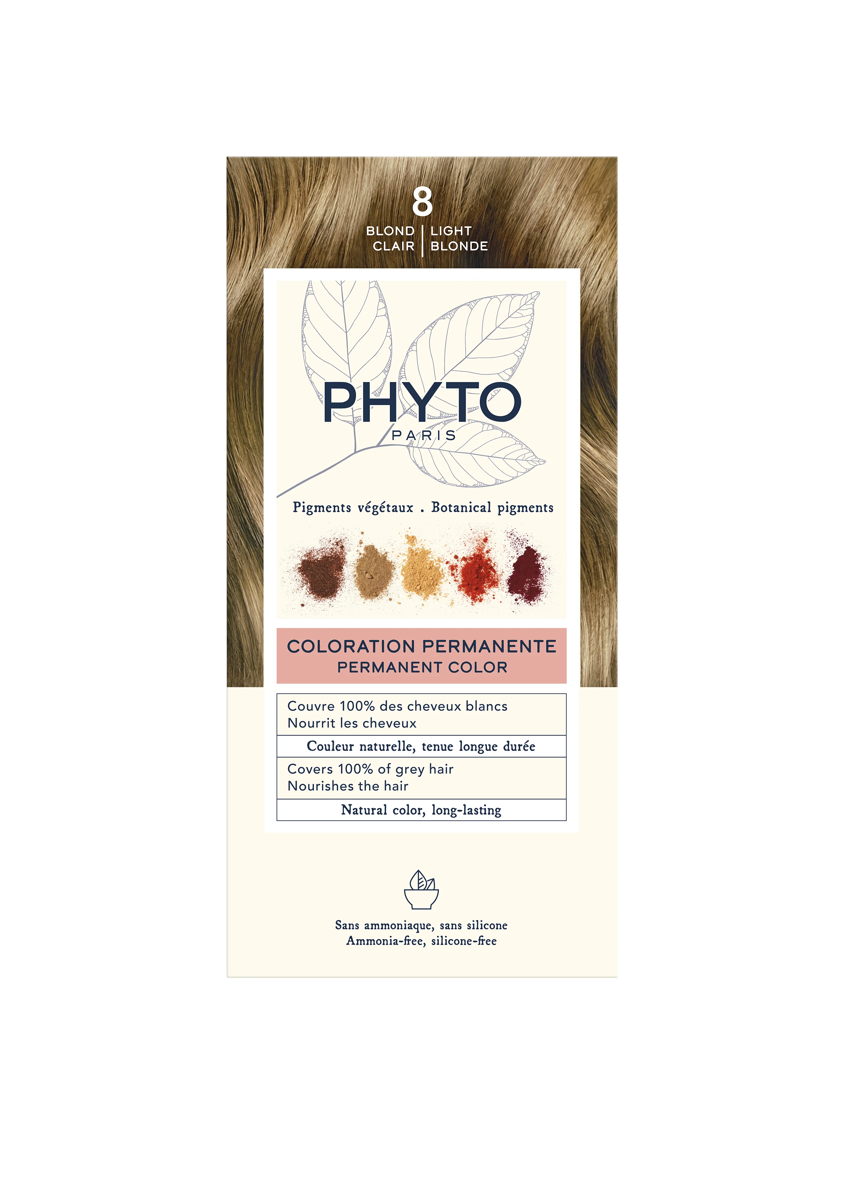 Phyto Color, farba do włosów, 8 jasny blond, 1 opakowanie