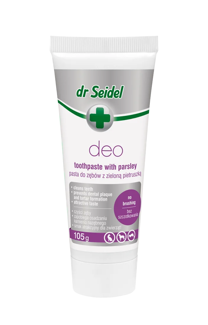 dr Seidel deo-pasta z wyciągiem z zielonej pietruszki do zębów dla psów i kotów, 105 g