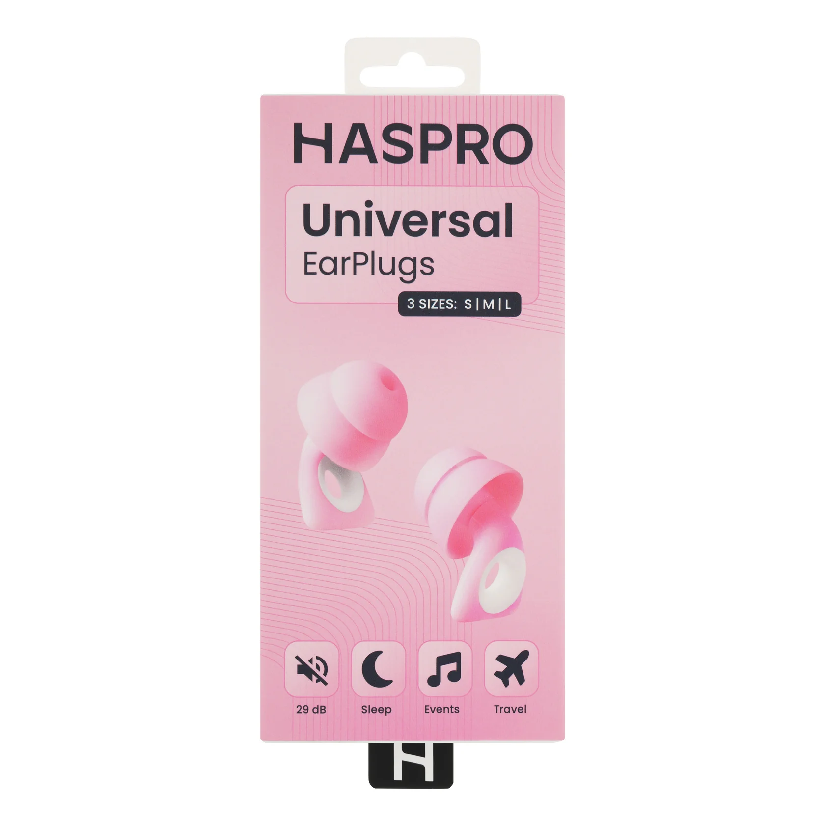 HASPRO Universal silikonowe zatyczki do uszu różowe, 2 sztuki