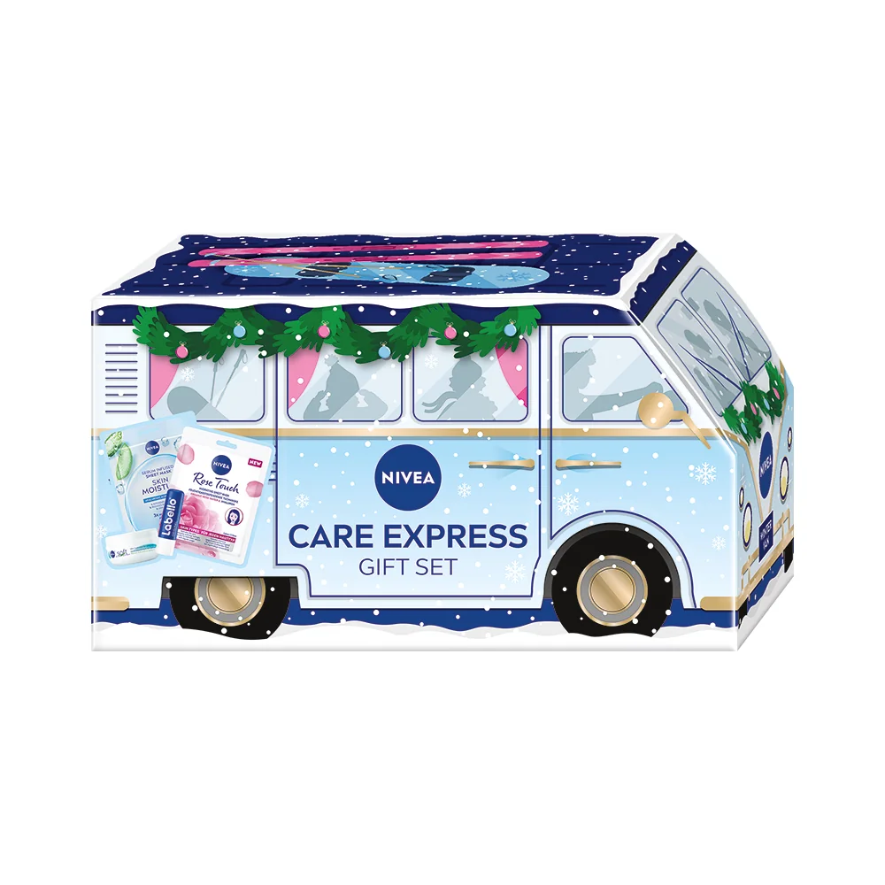 Nivea Care Express Zestaw maseczka, 2 sztuki + krem, 50 ml + balsam do ust, 4,8 g