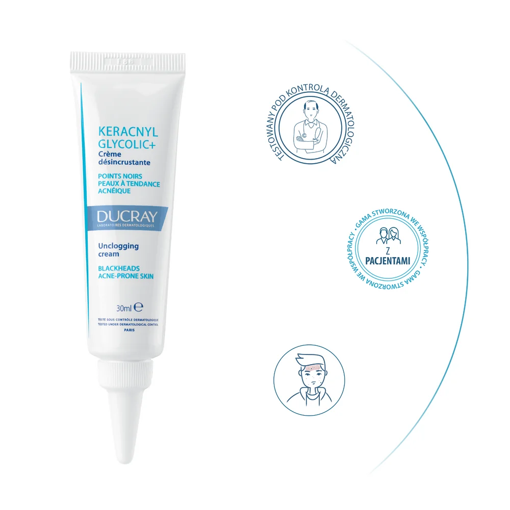 Ducray Keracnyl Glycolic+ krem odblokowujący, 30ml
