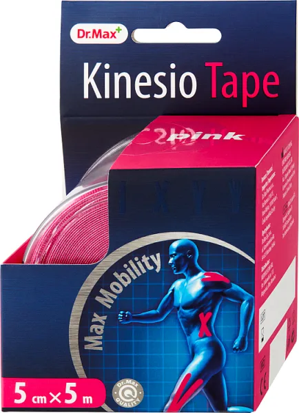 Kinesio Tape Dr. Max, Taśma Kinezjologiczna różowa 5cm x 5m, 1 sztuka 