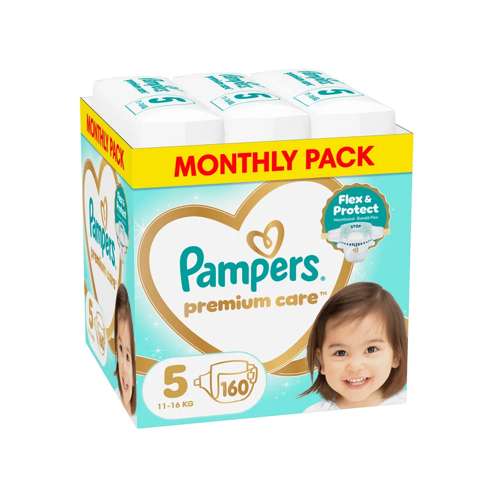 Pampers Premium Care 5 pieluchy, rozmiar 5, 11-16 kg, 160 sztuk