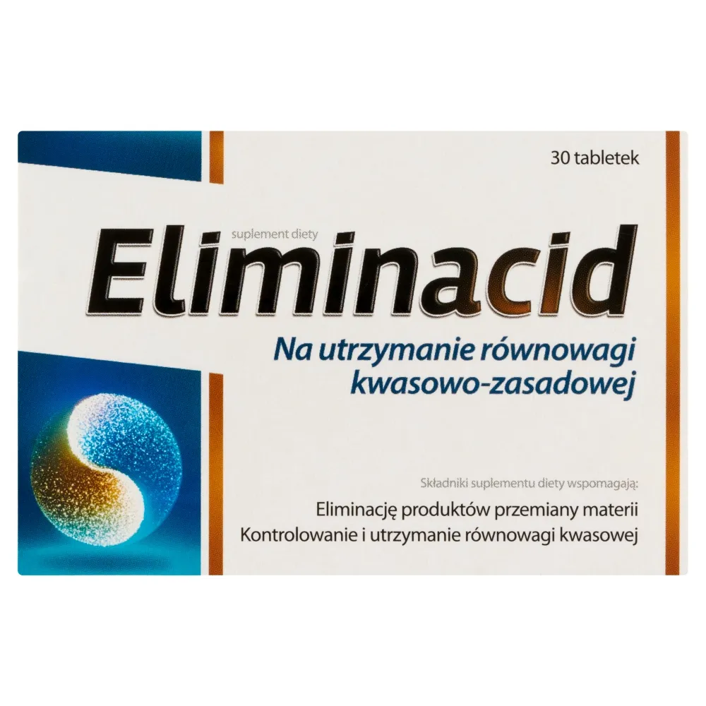 Eliminacid, suplement diety, polecany osobom z zakwaszonym organizmem, 30 tabletek