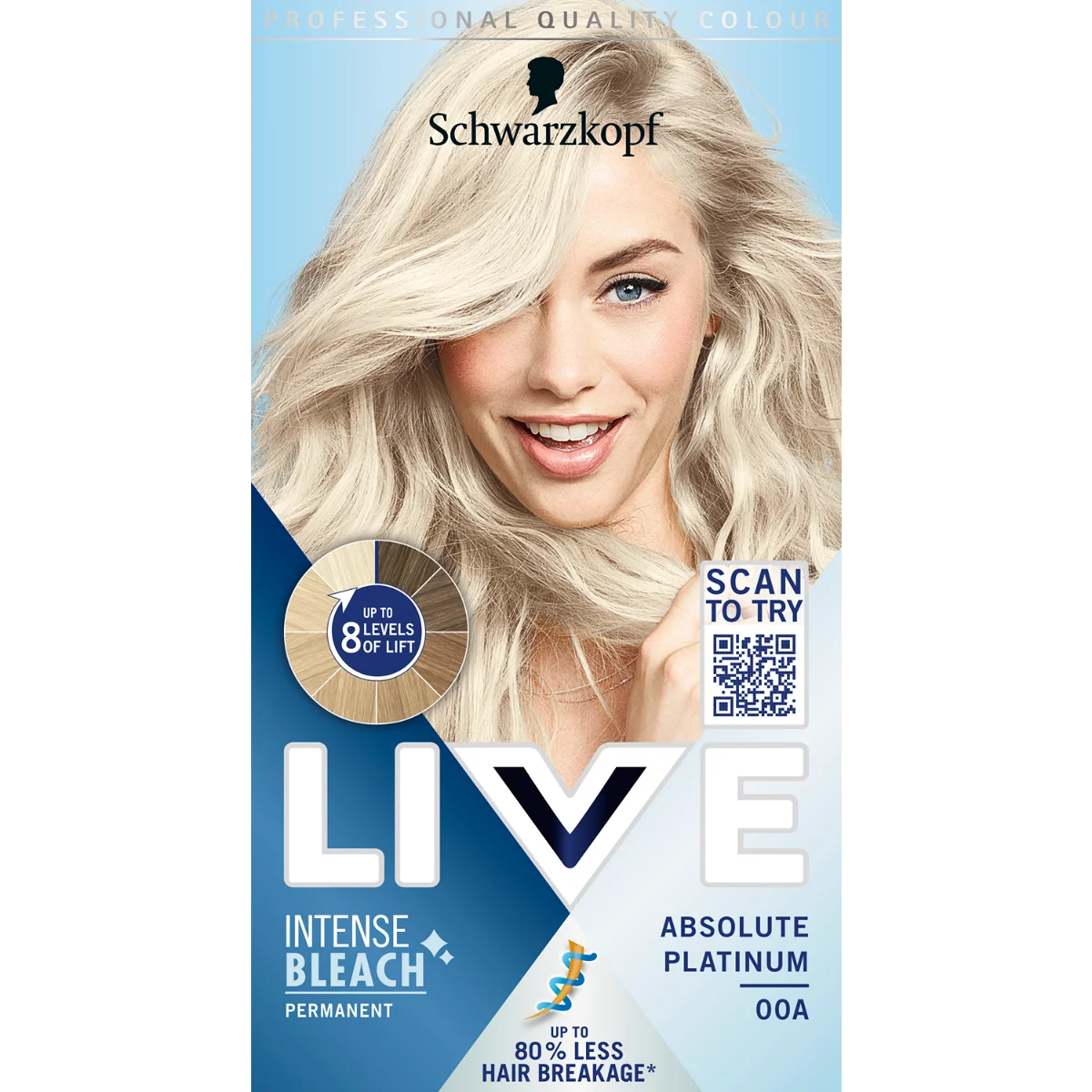 Schwarzkopf Live Intense Bleach rozjaśniacz do włosów 00A Absolute Platinum, 1 szt.