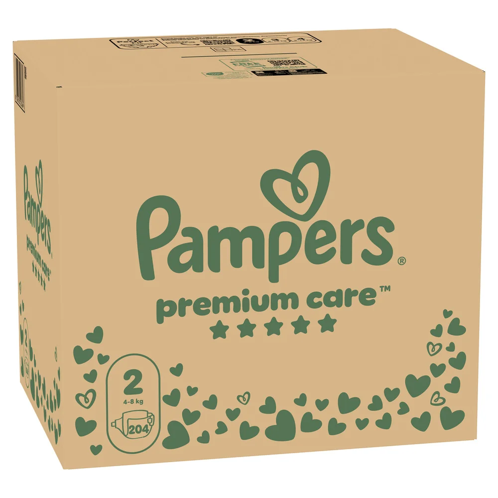 Pampers Premium Care 2 pieluchy, rozmiar 2, 4-8 kg, 204 sztuki