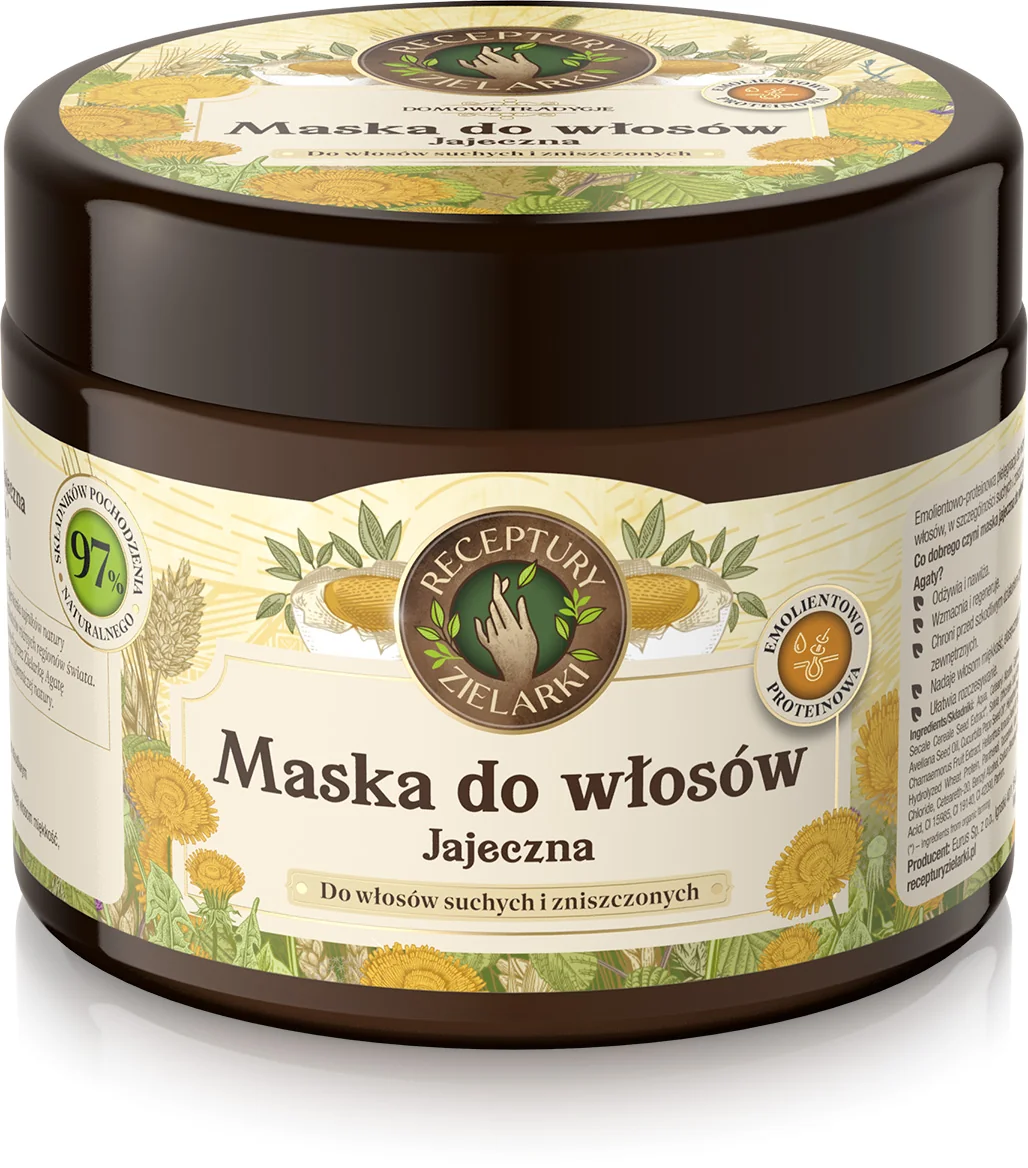 Receptury Zielarki Domowe Tradycje maska jajeczna do włosów suchych i zniszczonych, 300 ml