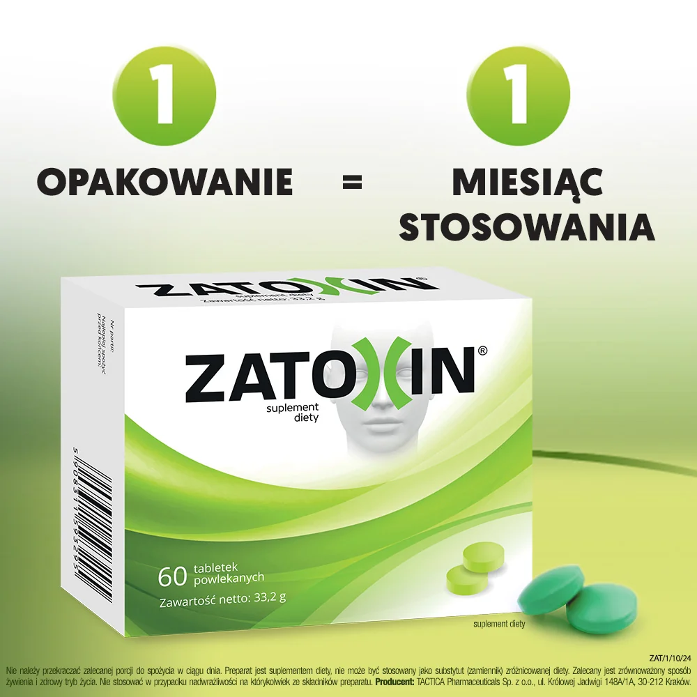 Zatoxin suplement diety zawierający kompozycję ekstraktów roślinnych, 60 tabletek