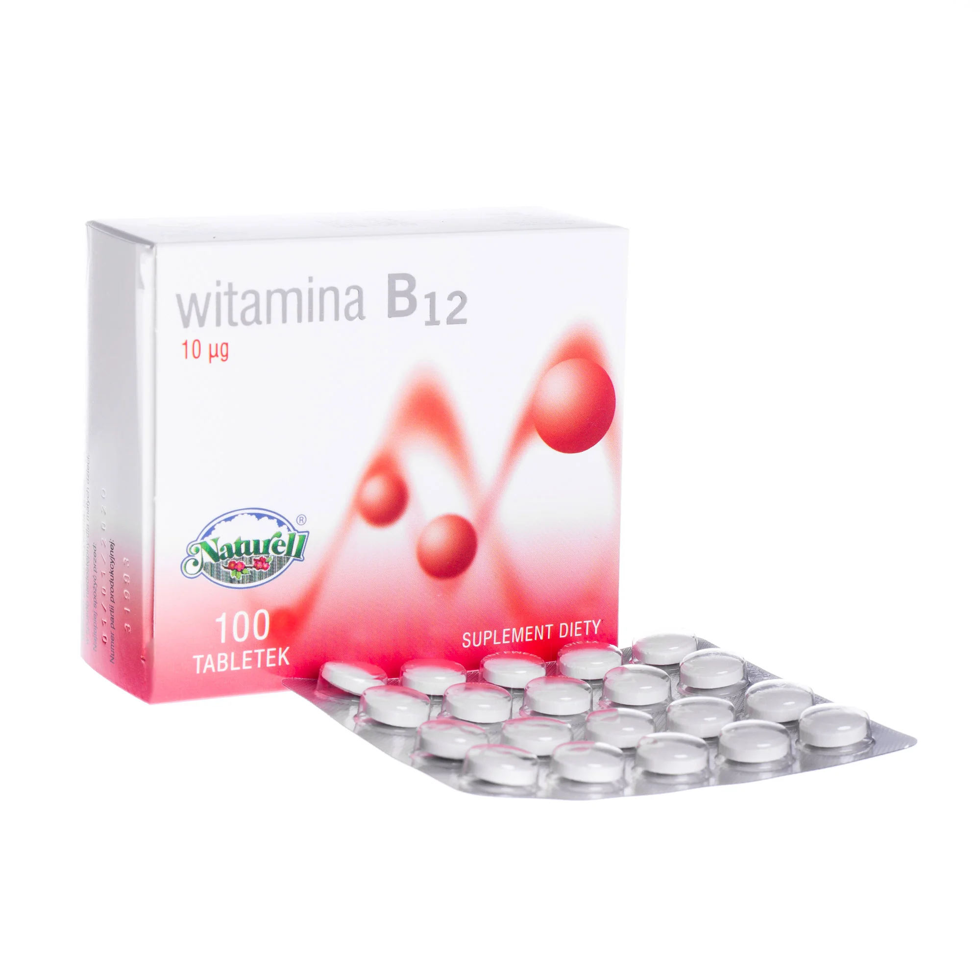 Witamina B12, 10 μg, suplement diety, 100 tabletek 