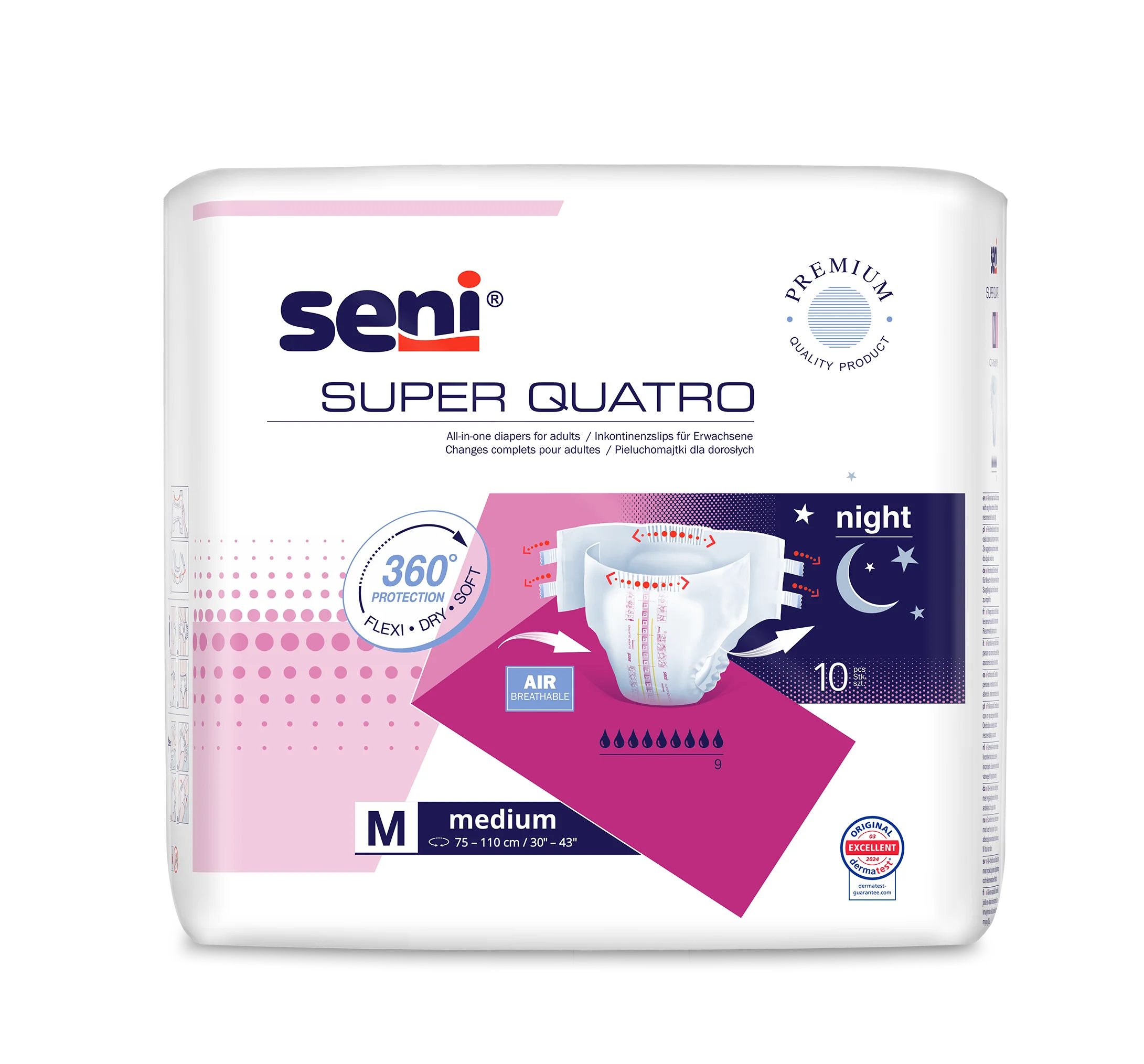 Seni Super Quatro pieluchomajtki M, 10 szt.