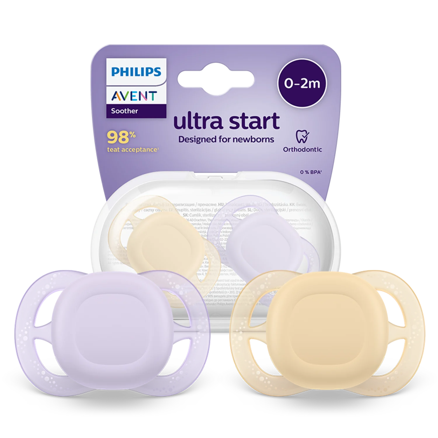 Philips Avent Ultra Start SCF075/01 smoczek ortodontyczny, 0-2 m, 2 szt.