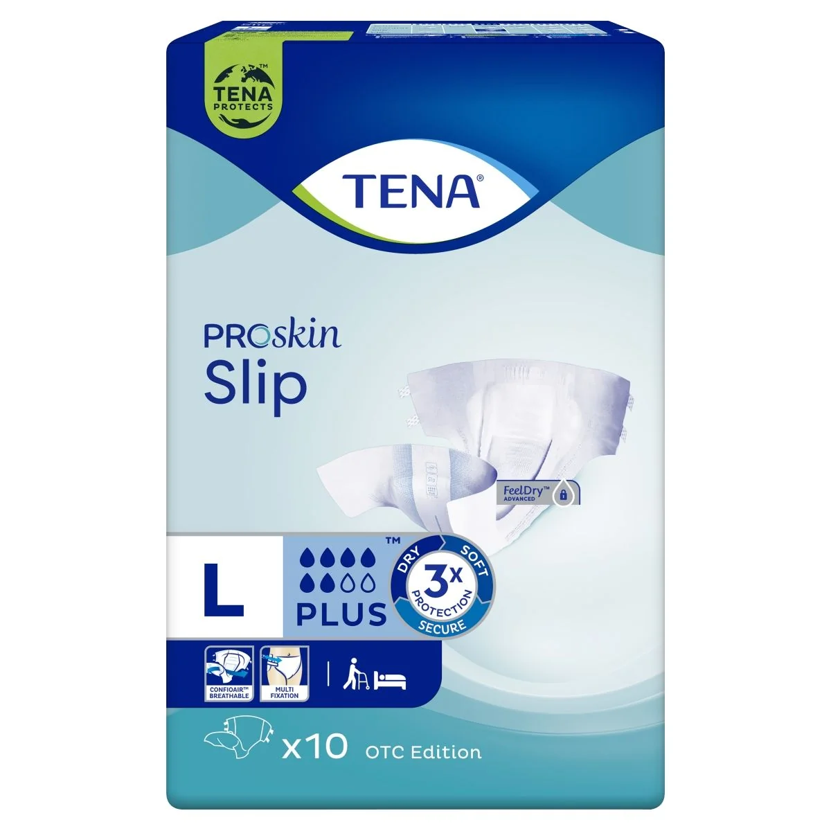 TENA ProSkin Slip pieluchomajtki Plus L, 10 sztuk. Data ważności: 26.10.2026