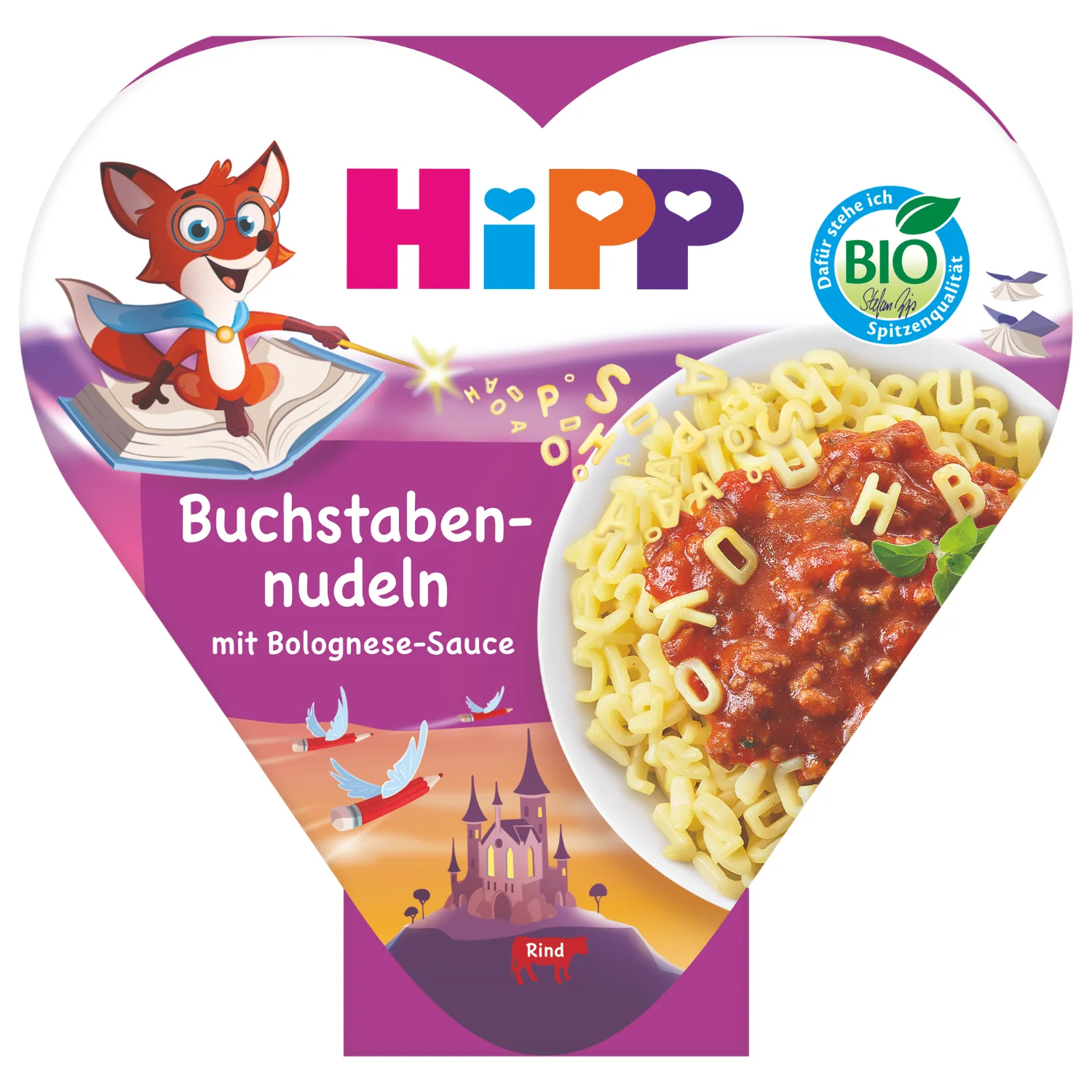 HiPP BIO makaronowe literki z sosem bolognese, po 1. roku, 250 g