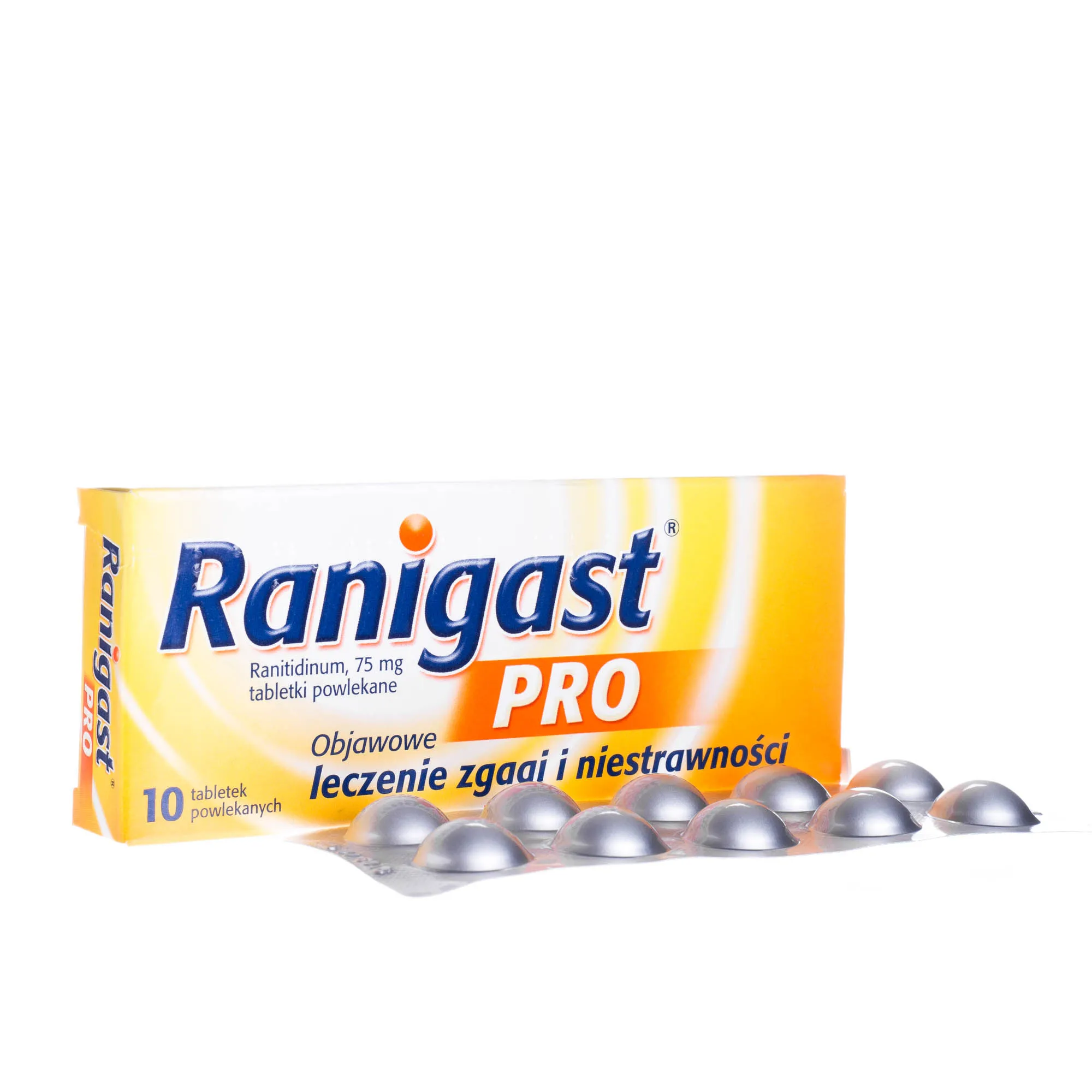 Ranigast Pro, preparat stosowany w leczeniu objawów zgagi i niestrawności, 10 tabletek 