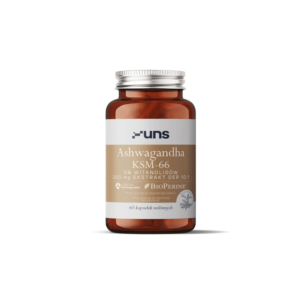 UNS Ashwagandha KSM-66 + BioPerine® 60 kapsułek wege