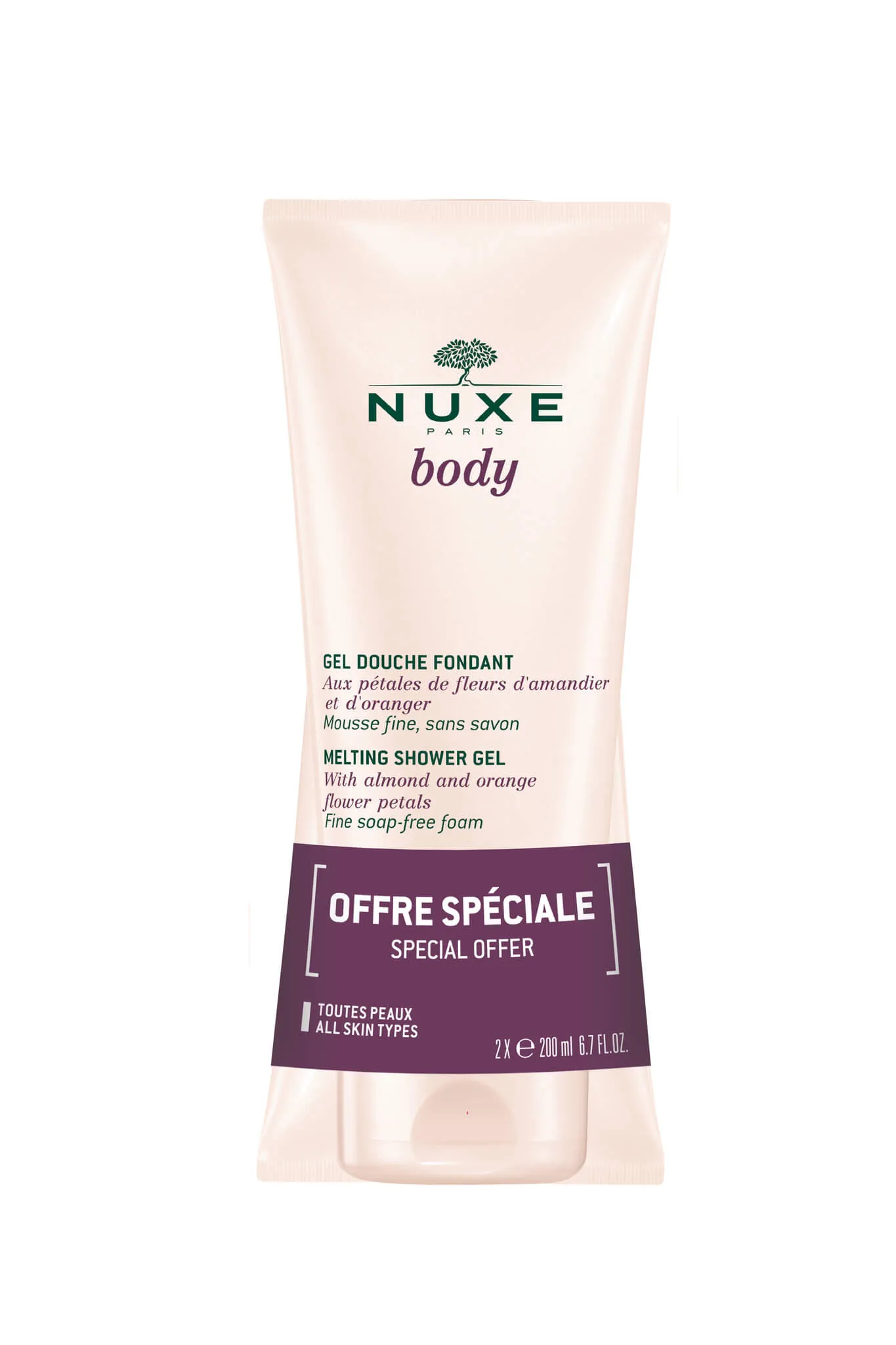 Nuxe Body, kremowy żel pod prysznic, 2 x 200 ml