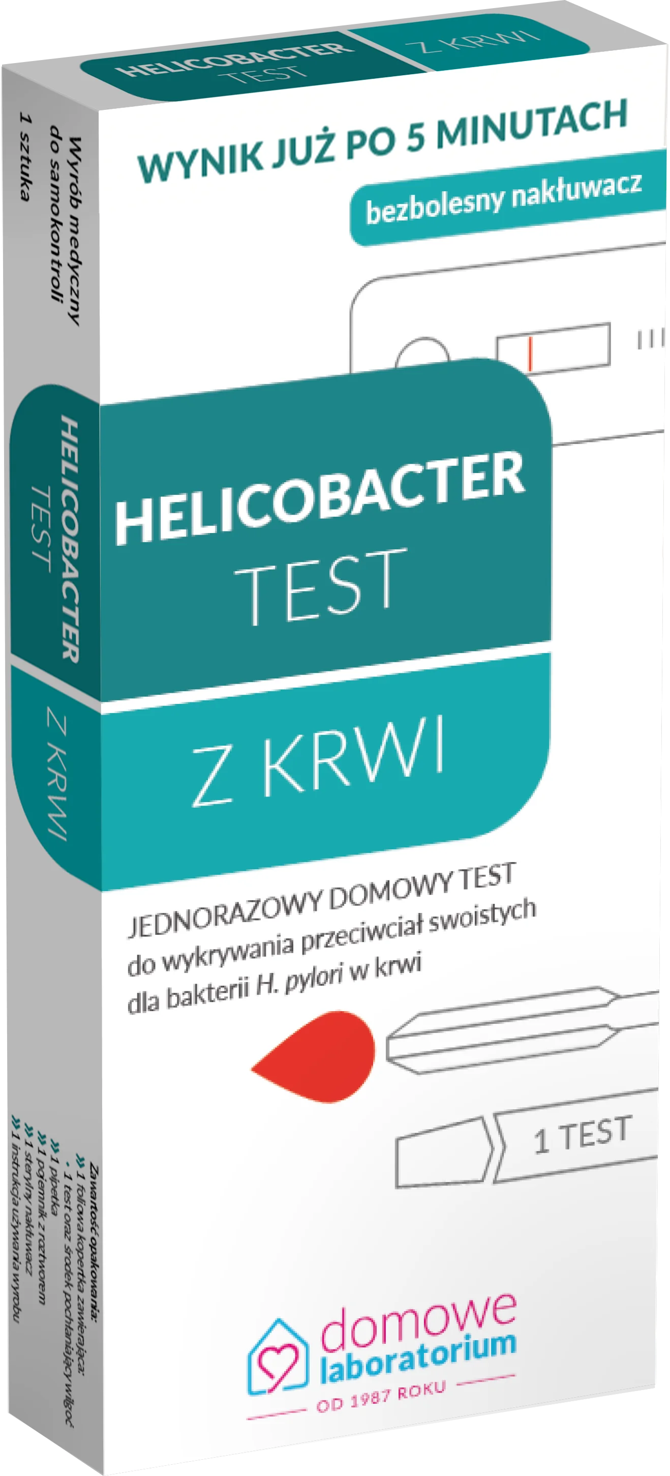 Helicobacter test z krwi jednorazowy domowy test, 1 sztuka