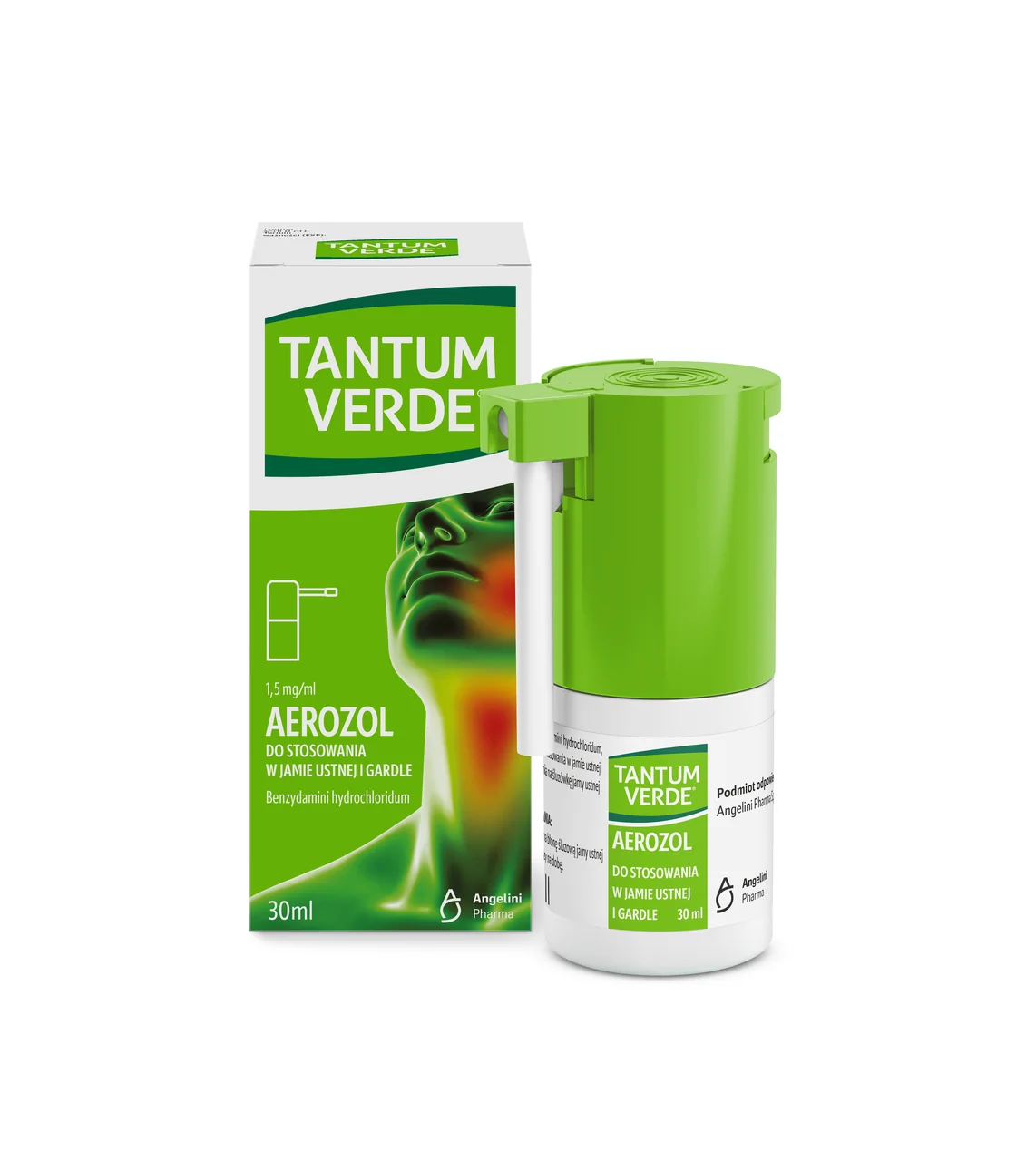 Tantum Verde 1,5 mg/ml, aerozol do stosowania w jamie ustnej i gardle, 30 ml