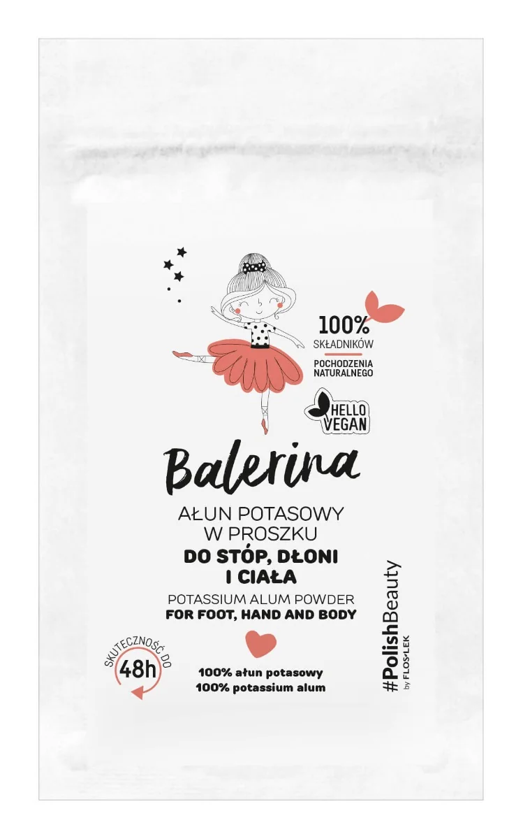 Floslek Balerina ałun potasowy w proszku do stóp, dłoni i ciała, 25 g