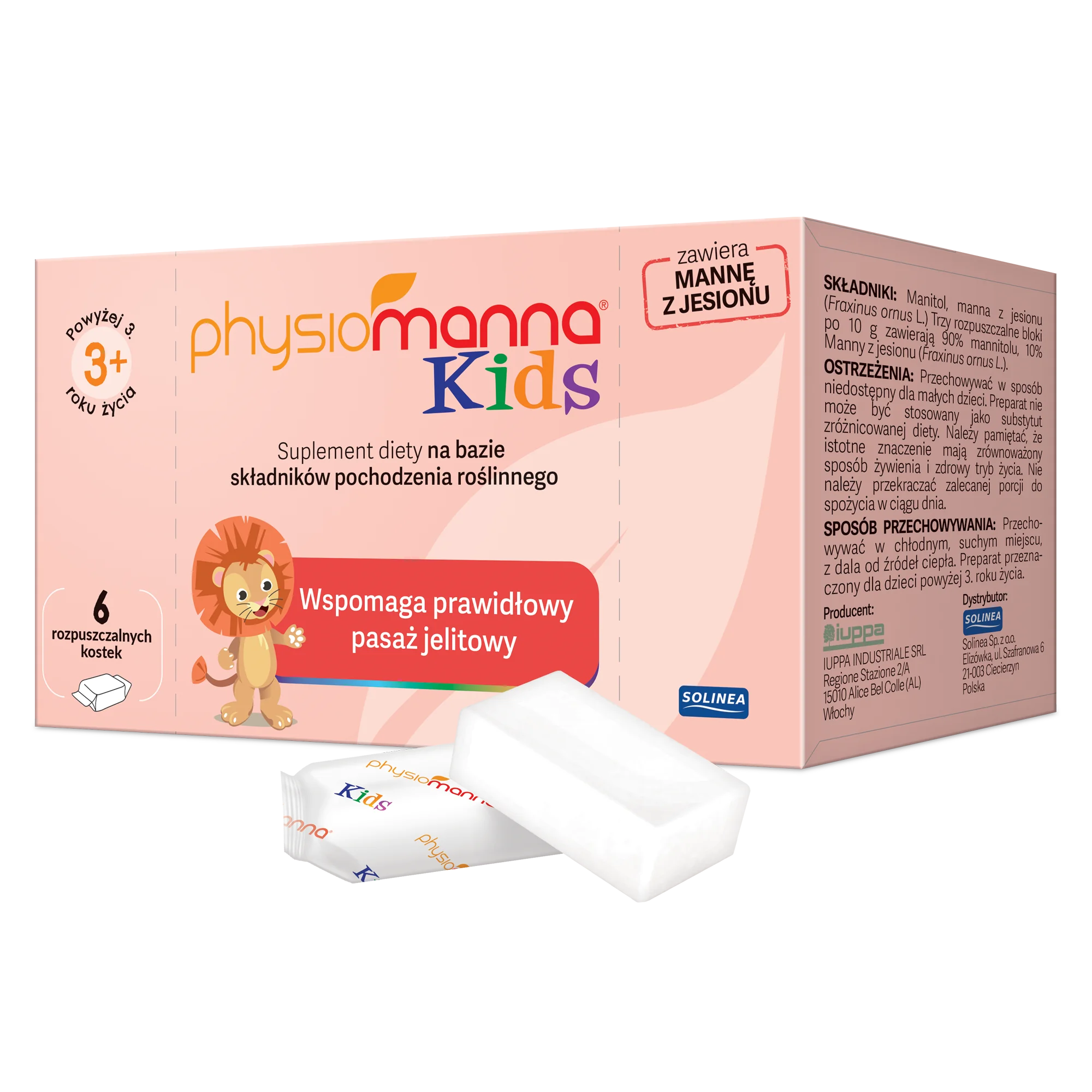 Physiomanna Kids rozpuszczalne kostki, 6 x 10 g