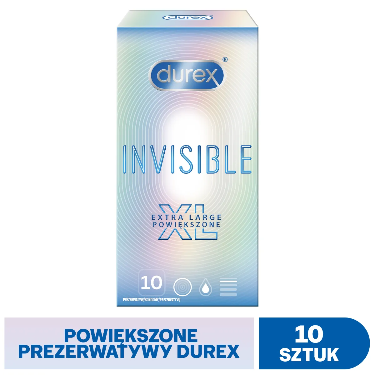 Durex Invisible XL, prezerwatywy, 10 sztuk