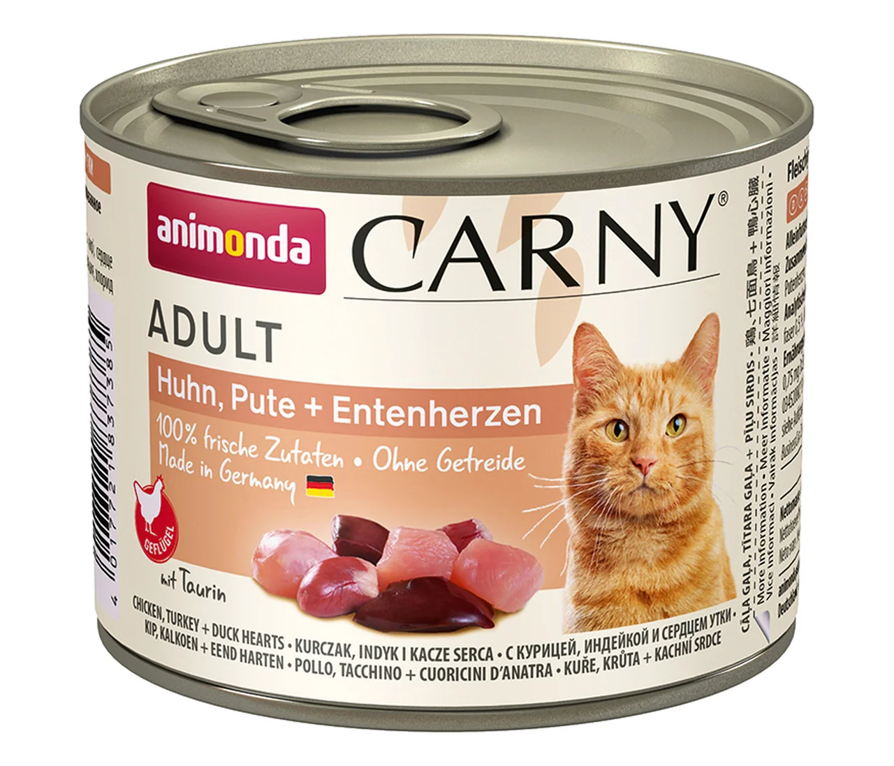Animonda Carny Adult mokra karma dla kotów z kurczakiem, indykiem i kaczymi sercami, 200 g