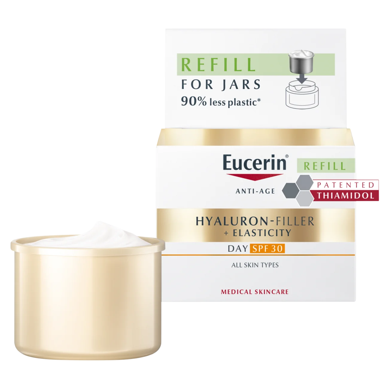 Eucerin Hyaluron-Filler + Elasticity przeciwzmarszczkowy krem na dzień do skóry dojrzałej SPF 30 REFILL, 50 ml