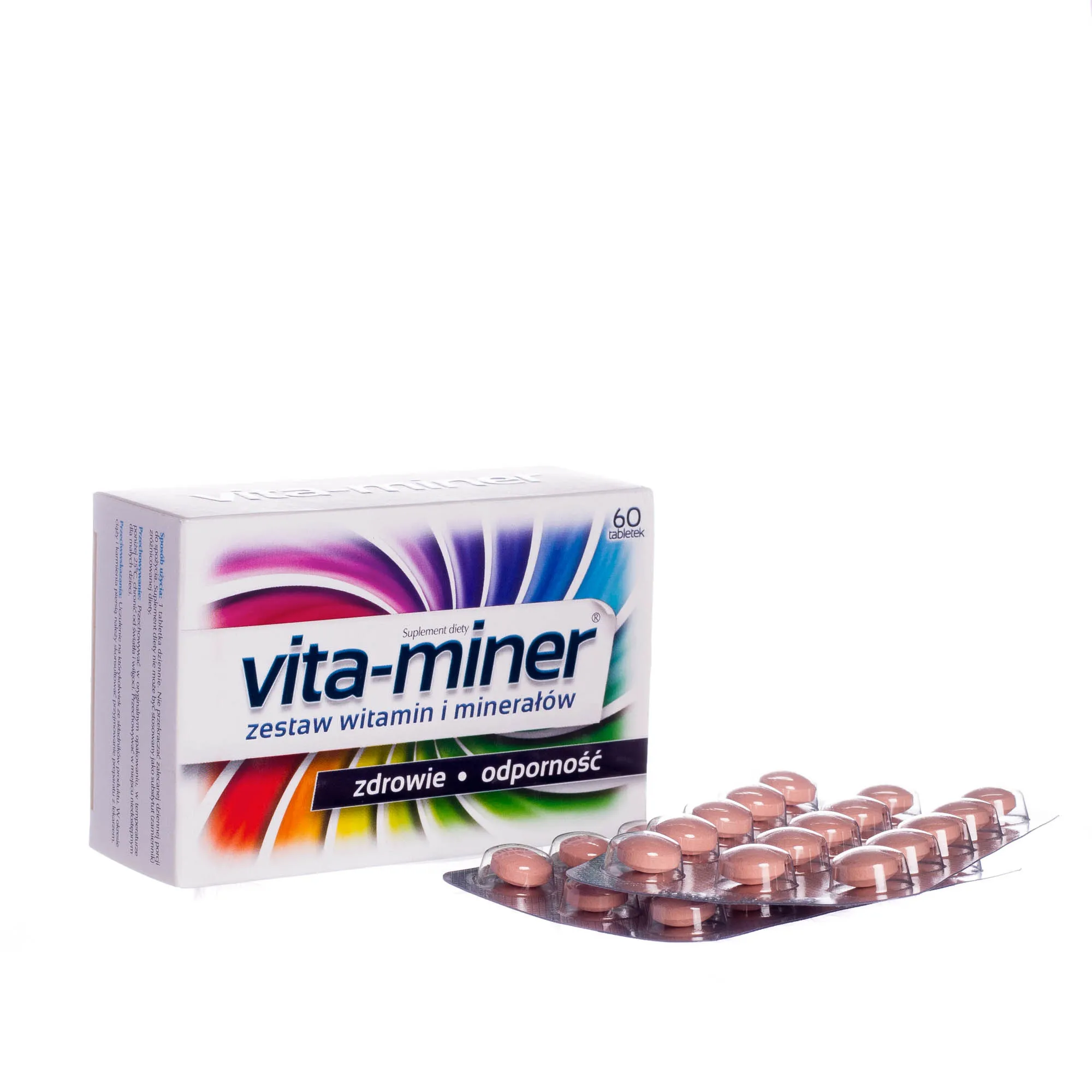 Vita-miner - suplement diety bogaty w witaminy i minerały 60 tabletek. 