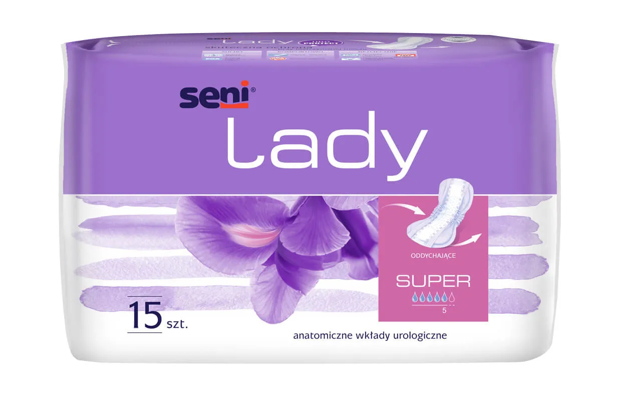 Seni Lady Super, wkładki urologiczne anatomiczne, 15 sztuk