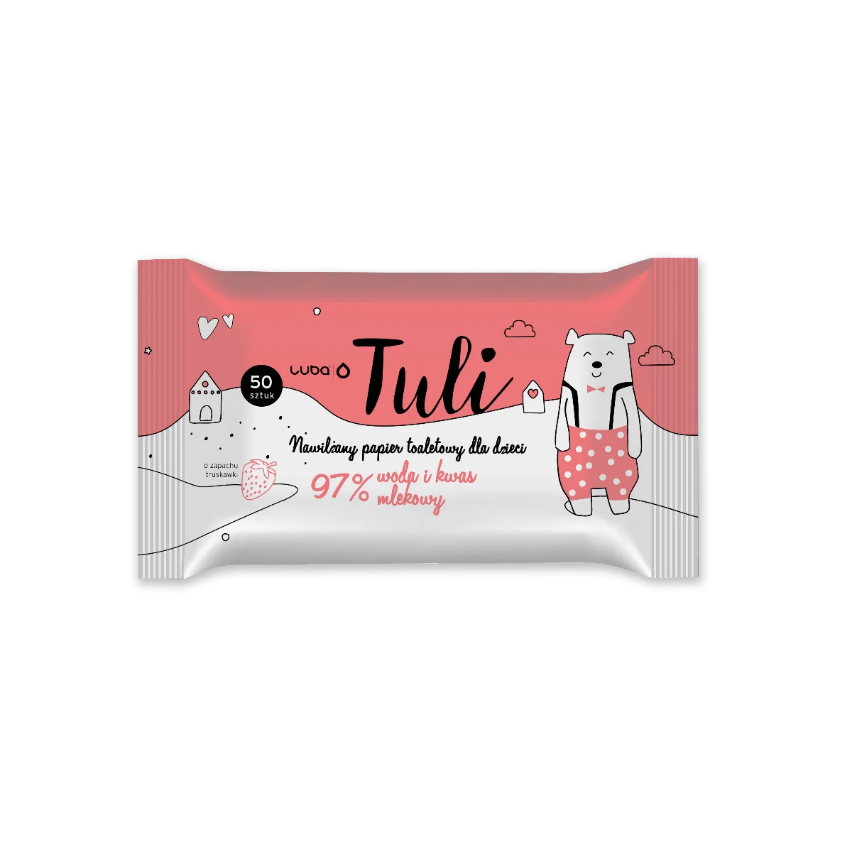 Luba Tuli nawilżany papier toaletowy dla dzieci truskawka, 50 szt.