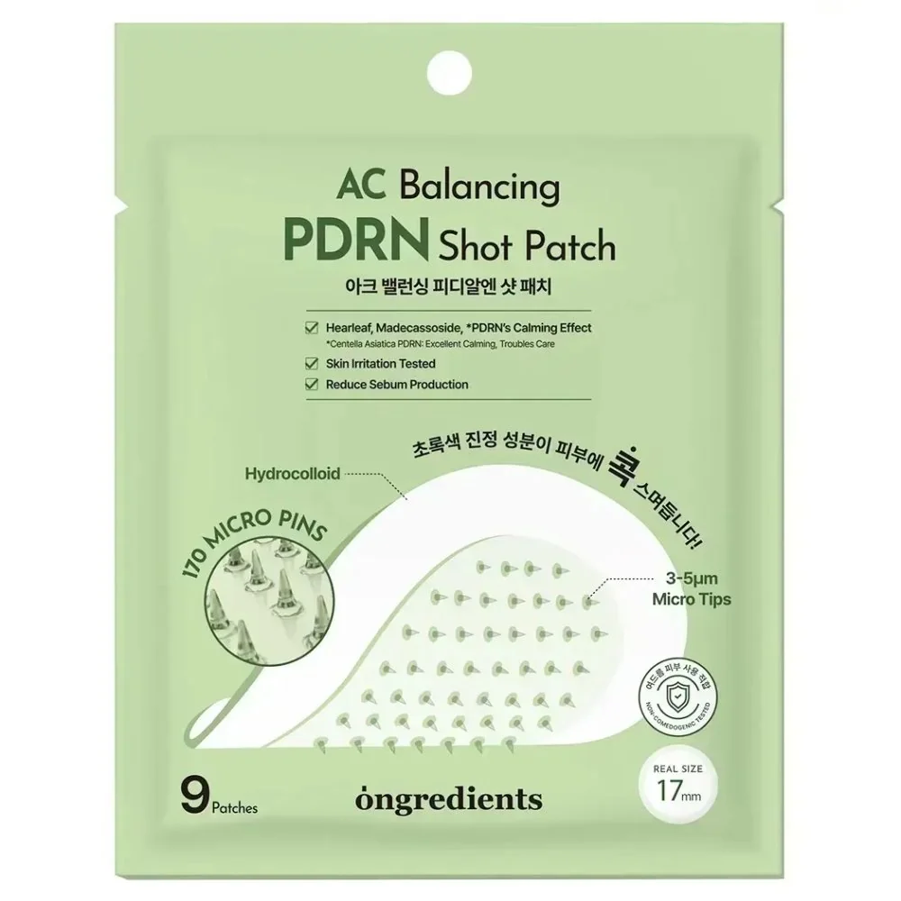 Ongredients AC Balancing PDRN Shot Patch plastry na wypryski, 9 sztuk