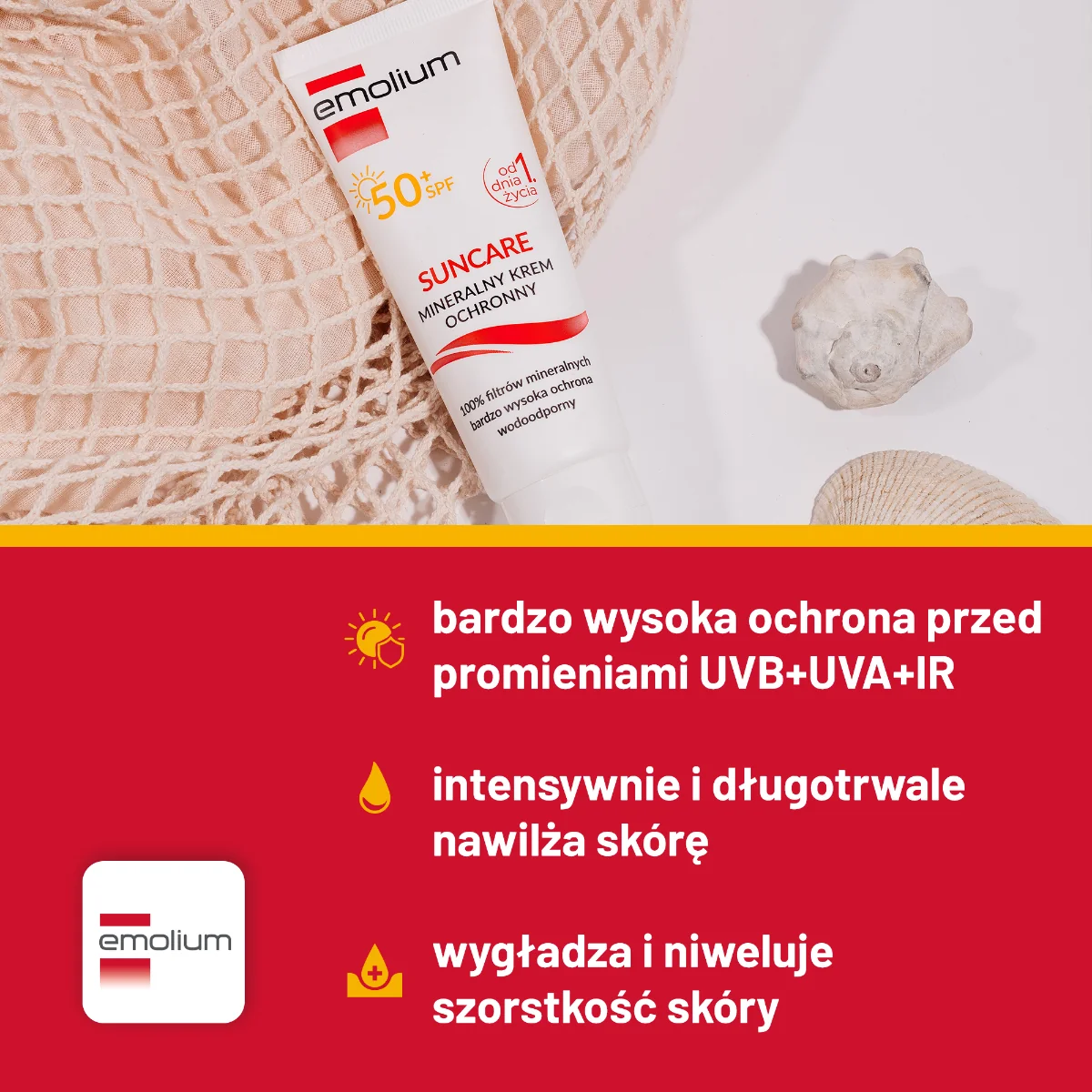 Emolium Suncare mineralny krem ochronny SPF 50+, 50 ml