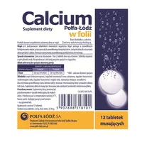 Calcium Polfa w folii, suplement diety, 12 tabletek musujących