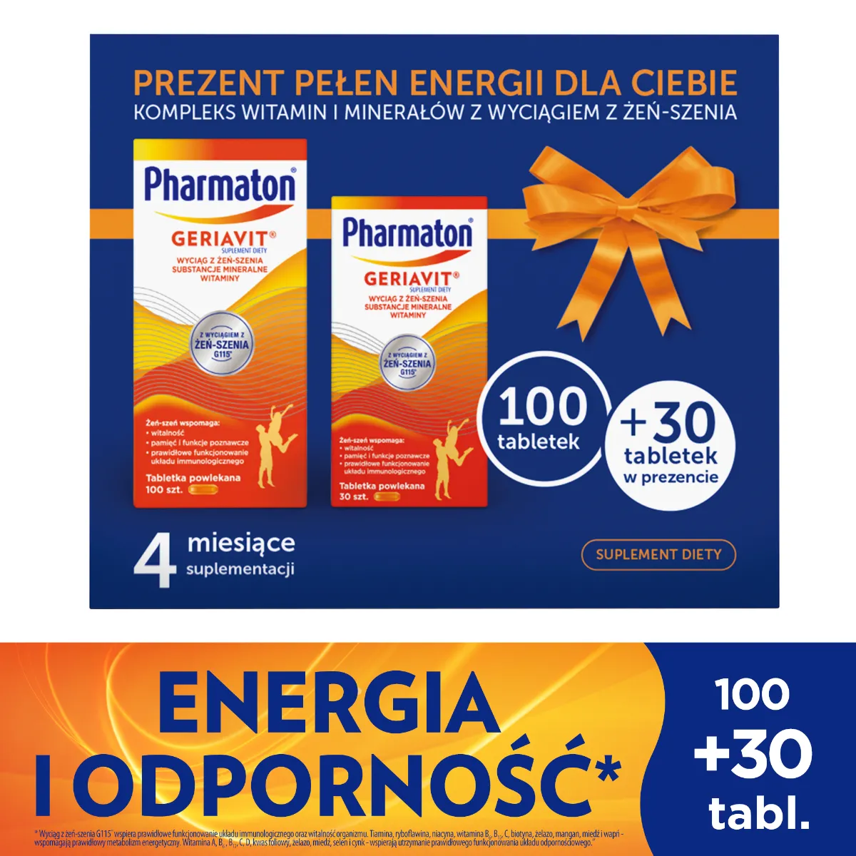 Geriavit Pharmaton, suplement diety, 100 + 30 tabletek 