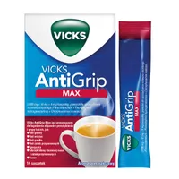 Vicks AntiGrip Max, (1000 mg + 16 mg + 4 mg)/saszetkę, granulat do sporządzania roztworu doustnego, 14 saszetek