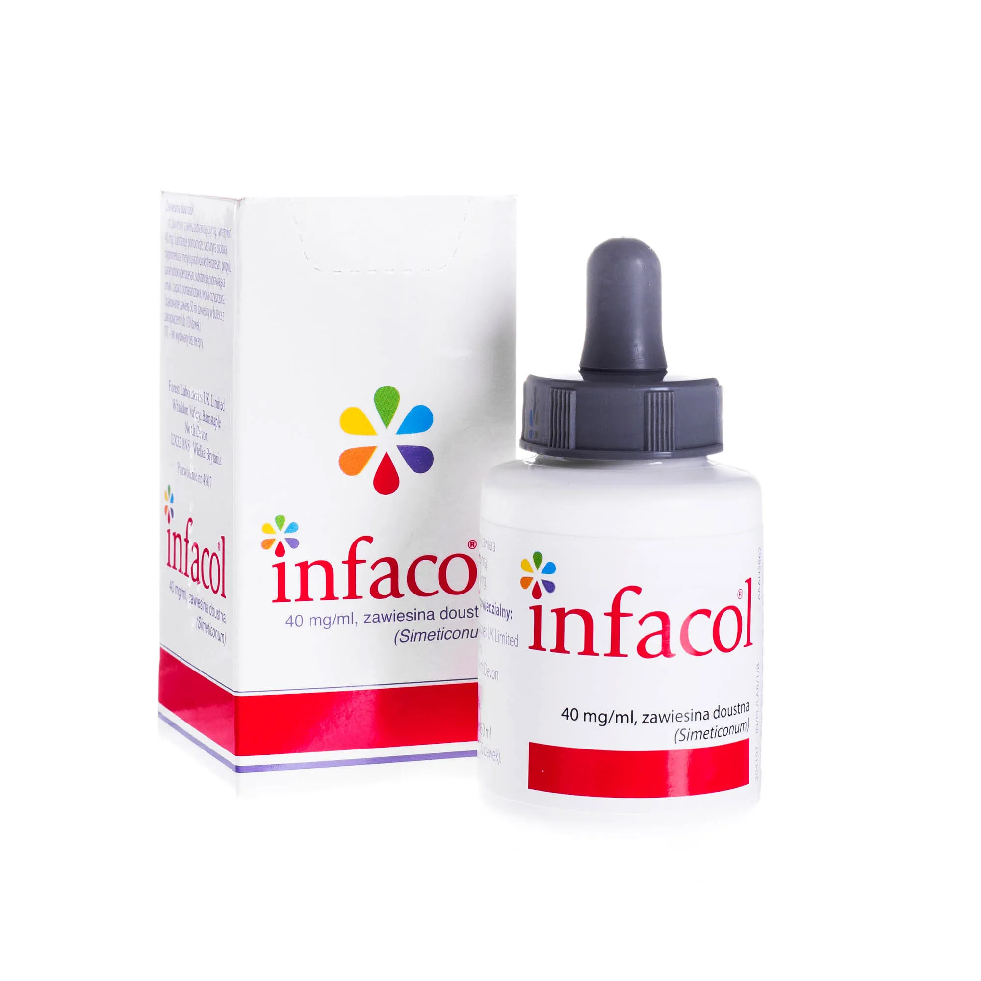 Infacol 40 mg/ml - zawiesina doustna stosowana w celu łagodzenia dolegliwościach związanych z gazami, 50 ml