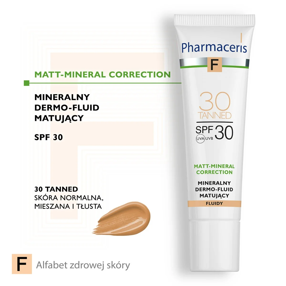Pharmaceris F Matt Mineral Correction mineralny dermo-fluid matujący Tanned 30, 30 ml