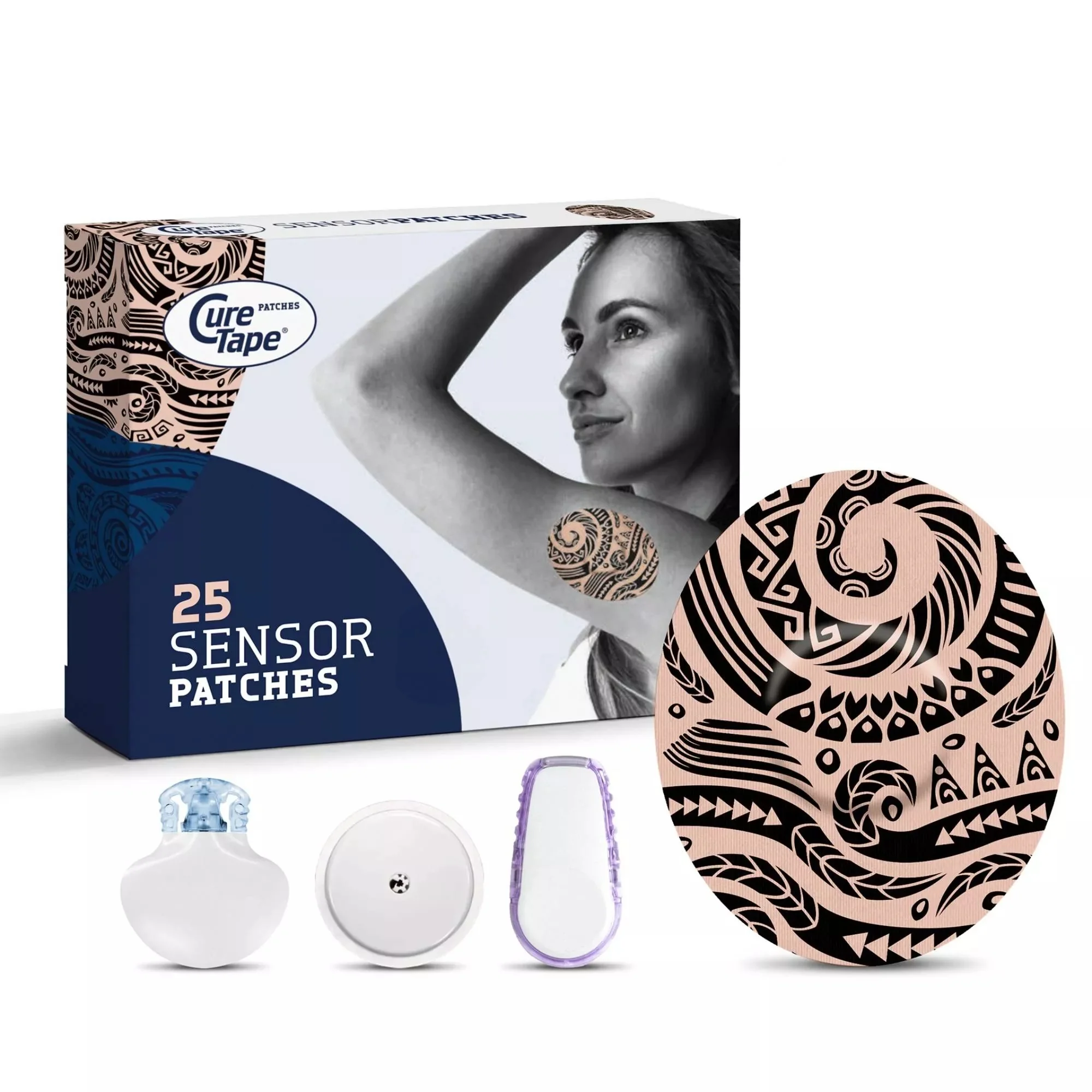 CureTape plastry ochronne na sensor CGM tiger tattoo, 25 sztuk