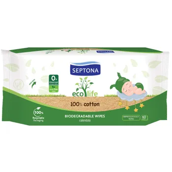 Septona EcoLife, chusteczki biodegradowalne dla dzieci, 60 sztuk 