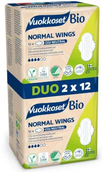 Vuokkoset Bio Normal Wings ekologiczne podpaski ze skrzydełkami w dwupaku Vuokkoset Bio Normal Wings ekologiczne podpaski ze skrzydełkami w dwupaku