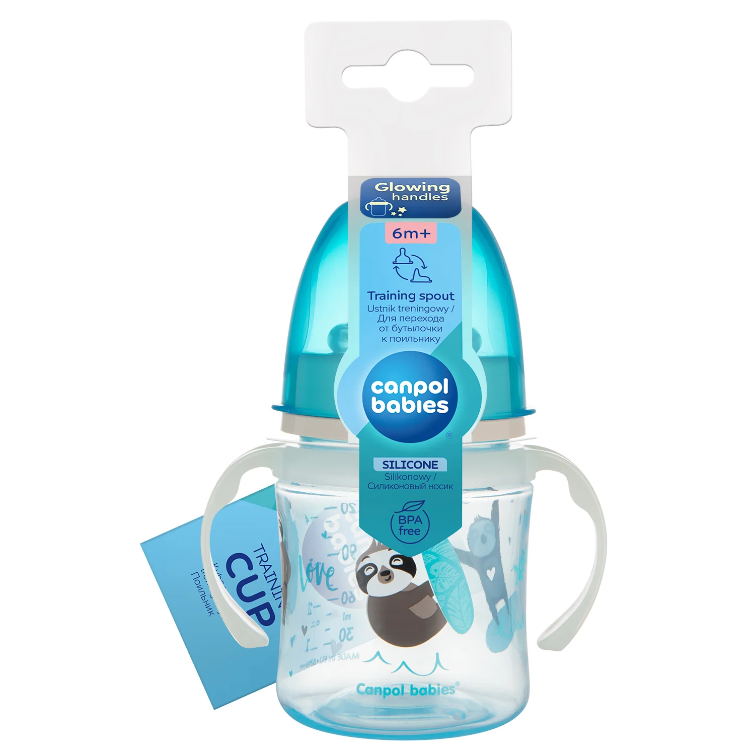 Canpol Babies, kubek treningowy z miękkim ustnikiem i uchwytami, od 6 miesiąca 35/207_blu, 120 ml