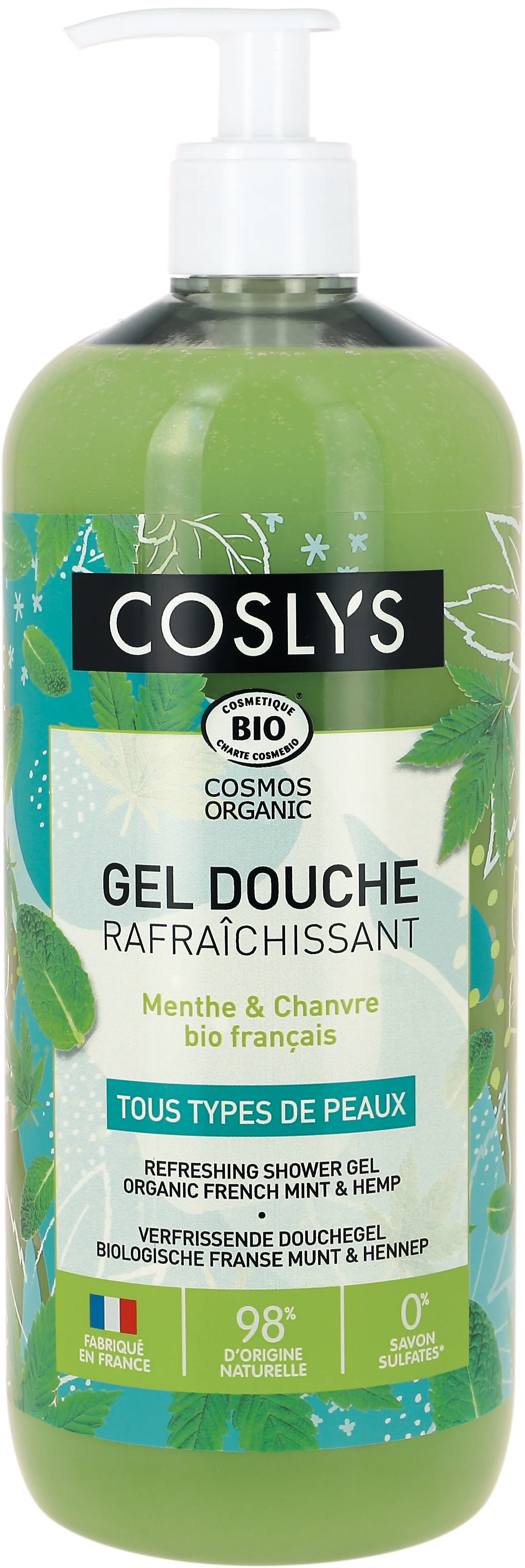 Coslys odświeżajacy żel pod prysznic Mięta i Konopie, 1 l