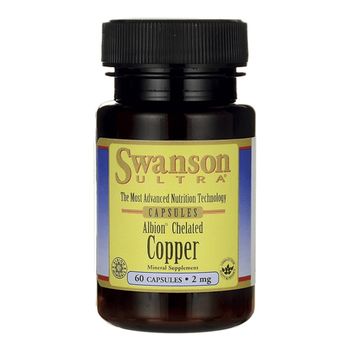Swanson Albion Chelat Miedzi, 2 mg, suplement diety, 60 kapsułek 