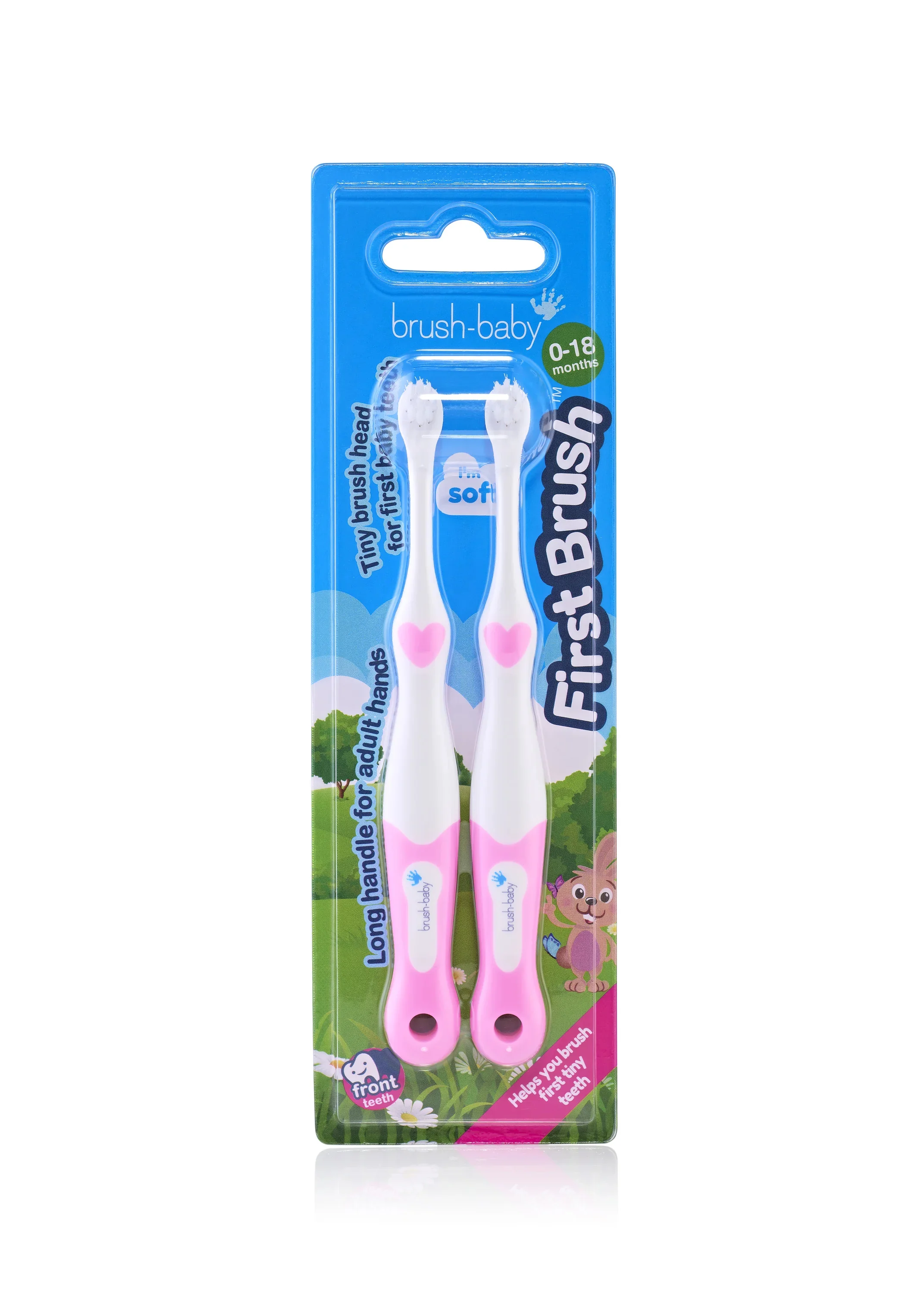 Brush-Baby FirstBrush szczoteczki do zębów dla dzieci 0-18 miesięcy, 2 sztuki