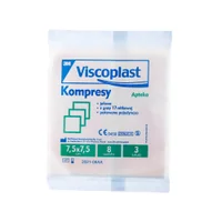 Viscoplast, Kompresy jałowe z gazy 17-nitkowej, 7,5 cm x 7,5 cm, 3 szt.