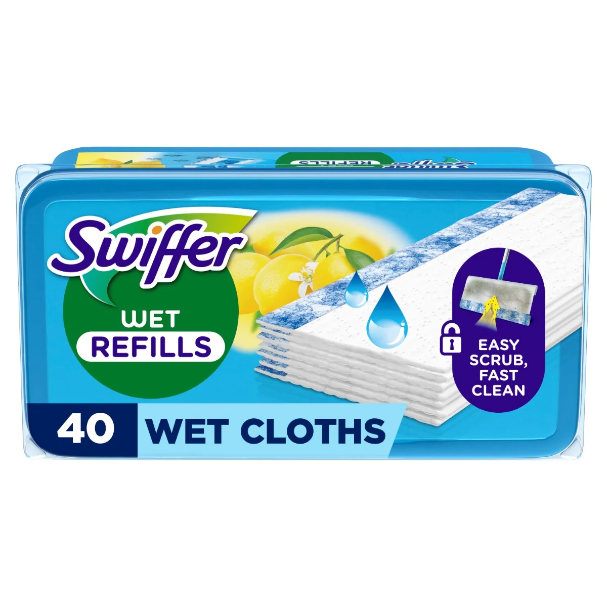 Swiffer Citrus Fresh mokre chusteczki, wkłady do mopa, 40 sztuk