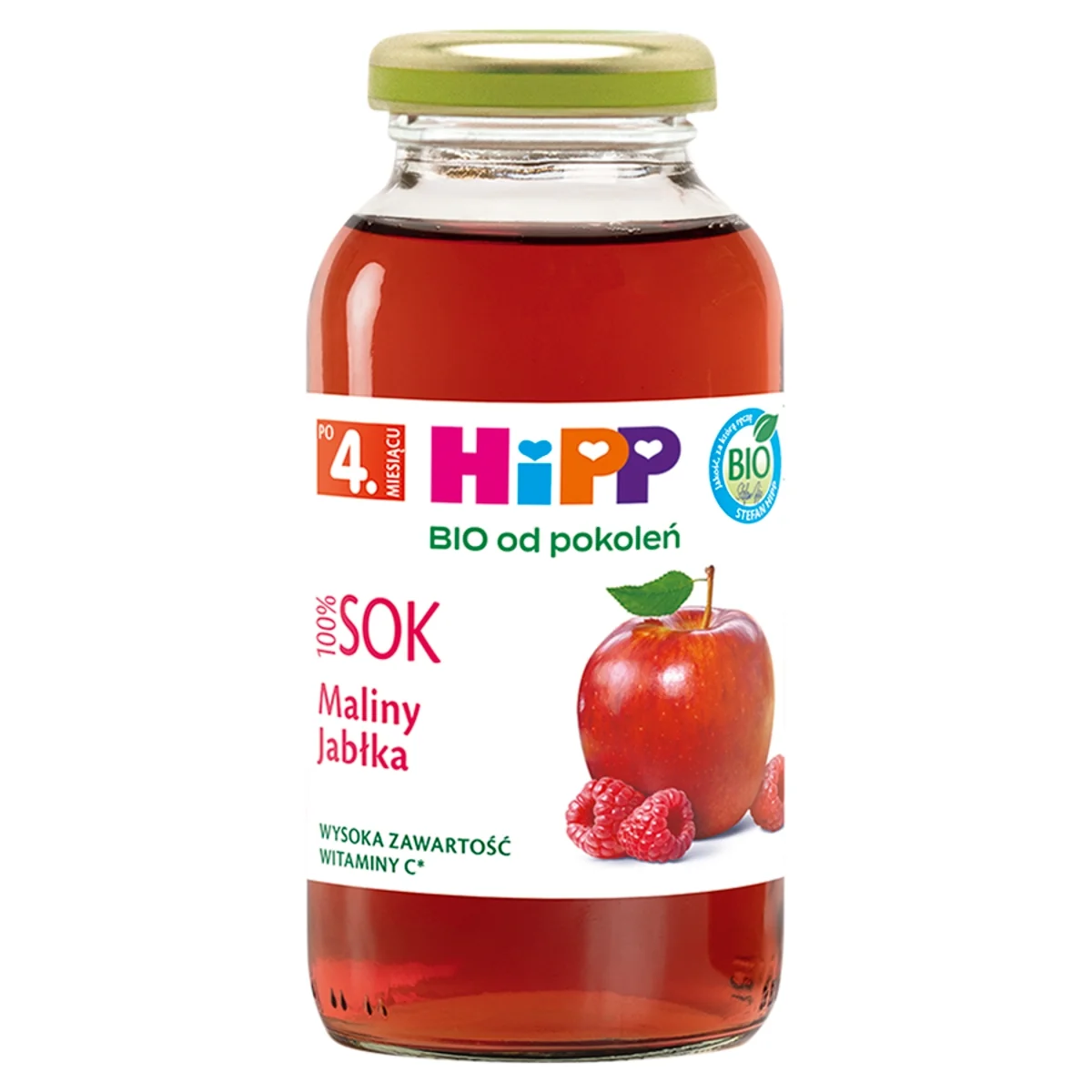 HiPP BIO od pokoleń sok maliny-jabłka po 4. miesiącu, 200 ml