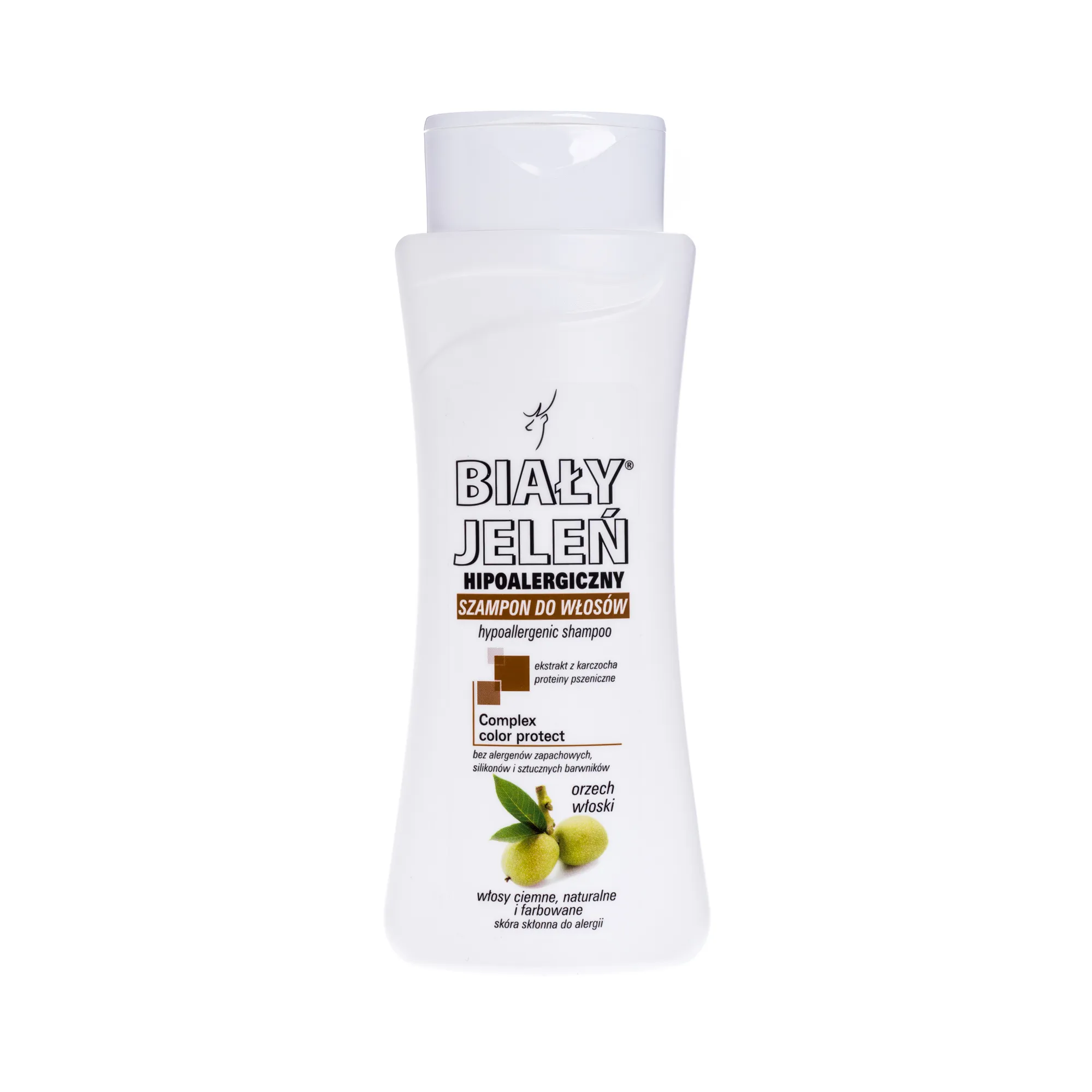 Biały Jeleń, hypoalergiczny szampon do włosów ciemnych, farbowanych, 300 ml 