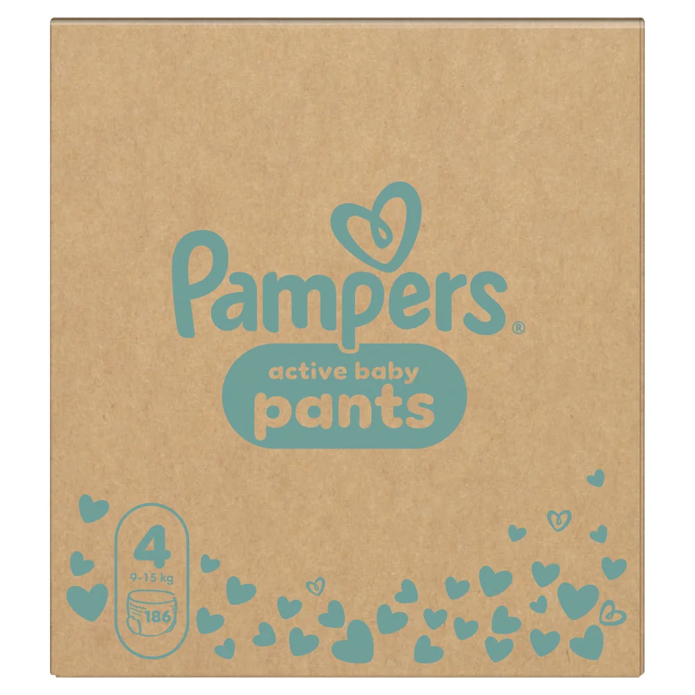 Pampers Active Baby Pants 4 pieluchomajtki, rozmiar 4, 9-15 kg, 186 sztuk