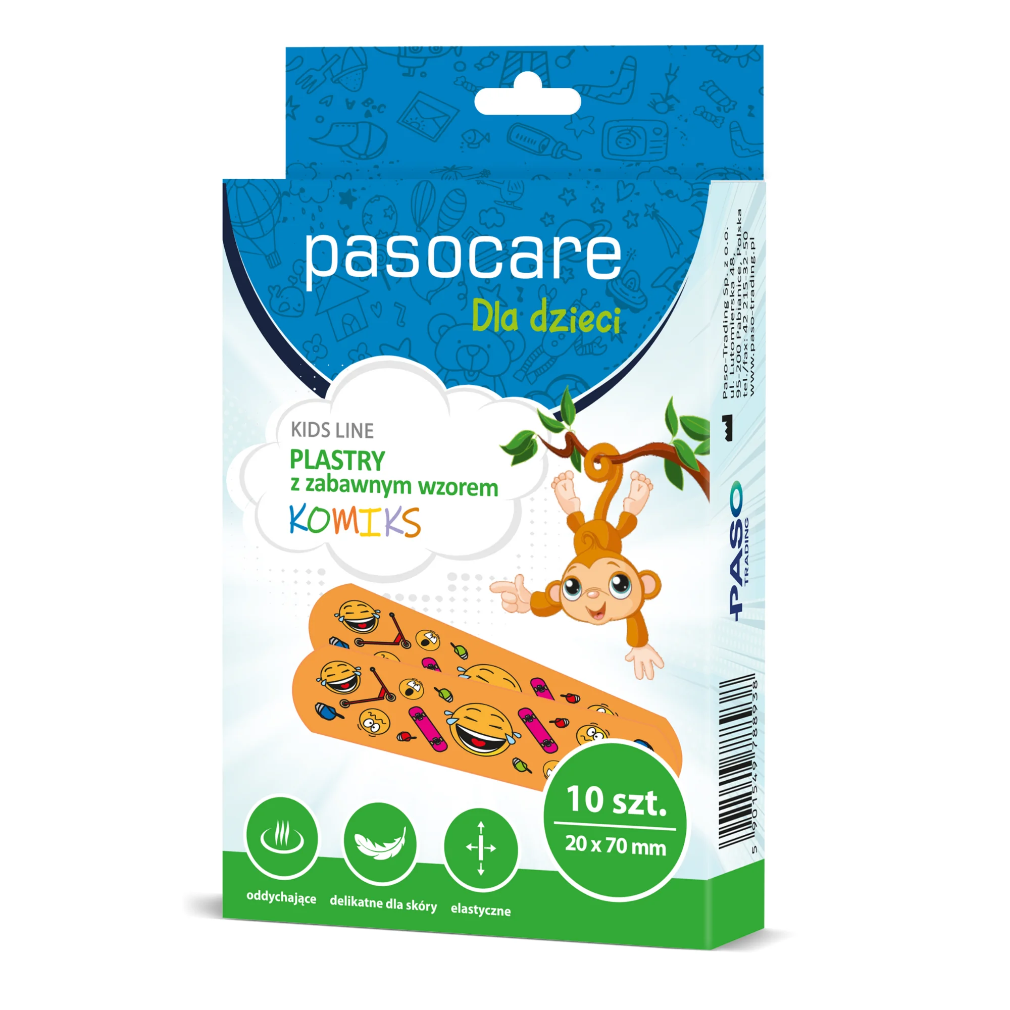 Pasocare Dla dzieci plastry z zabawnym wzorem Komiks 20 x 70 mm, 10 sztuk